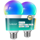 Linkind Matter smart bulb 1600lm brightness lights large rooms.