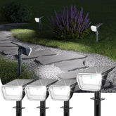 Linkind solar spot light with wide-coverage LEDs for even night lighting along pathways