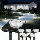 Linkind StarRayS solar spotlight focused on a tree for bright outdoor lighting