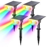 Linkind StarRay RGB solar spotlight lighting patio softly at dusk