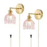 LINSEEDS plug-in wall sconce tulip pink shade adds vintage charm to rooms