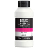 Liquitex BASICS Matte Varnish 250ml bottle—protects acrylic art with a clear, non-yellowing matte finish.