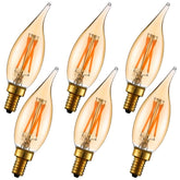 LiteHistory Amber CA10 LED bulb with flame-tip glow for candle-like ambience.