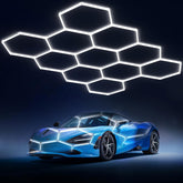 Litezone hexagon garage light panel view delivers even brightness for garages and shops.