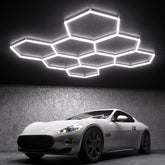 Litezone Hexagon Garage Lights installation setup for fast one-person mounting.