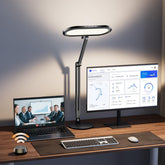 LitONES premium LED desk lamp front view with stable metal base for steady lighting.