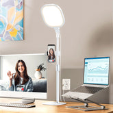 LitONES White 1Pack ring light on desk for video calls and meetings.