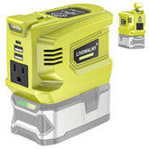 LIVOWALNY 200W inverter with Ryobi compatibility powering outdoor devices.