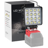 LIVOWALNY portable work light front view with Milwaukee battery slot for versatile tasks