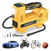 LIVOWALNY cordless tire inflator with digital display for precise inflation.