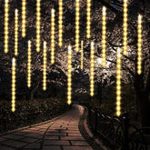LJLNION meteor shower icicles 24 tubes brighten outdoor decor with a dynamic light drop effect