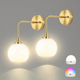 L.JUJAM battery wall sconce with gold shade close-up showing elegant ambient lighting