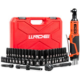 LLNDEI 3/8 ratchet wrench side view highlights ergonomic grip for comfortable use