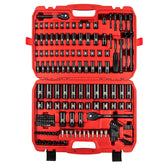 LLNDEI socket set in 1/4 and 3/8 drive used on car engine for secure bolt tightening