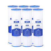 Locofiltr 5-micron pleated sediment cartridge in 10x2.5 housing for durable city and well water filtration.