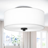 Lodstob two-light flush mount example in a hallway for balanced illumination