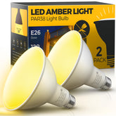 L LOHAS LED yellow bug light bulb outdoors creates amber glow while deterring insects.