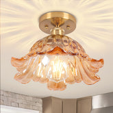 Loiogohot semi-flush mount light in green finish provides warm ambient illumination for hallways.