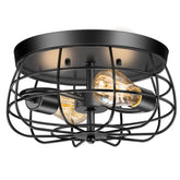 Lomoky 2-Light Farmhouse Ceiling Light with cage adds vintage charm.