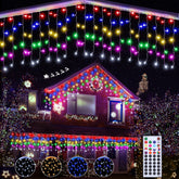 Lomotech 35ft RGB icicle lights with remote for easy outdoor decorating