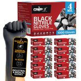 London Labs black nitrile gloves 4mil pack for durable protection and quick disposal.