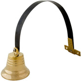 Lone Star Art Shopkeeper Bell door chime brass front view for reliable door alerts.
