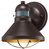 LONEDRUID brown outdoor barn light, front view for porch illumination and security.