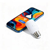 LoraTap smart Wi-Fi bulb socket adapter enabling voice control with Alexa and Google.