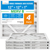 LotFancy 12x12x1 air filter in a 4-pack, with MERV 8 filtration for dust capture.