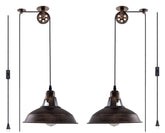 Lovefindahome pulley pendant light aged bronze, ideal for warm dining spaces.