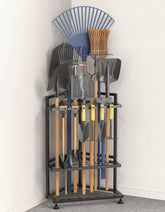 Lovind garden tool organizer in corner triangle design keeps shovels within reach