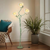 Loxphyn Vintage 3-Head Flower Floor Lamp standing for elegant ambient illumination.
