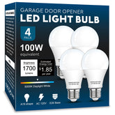 LOXYEE 4-pack garage light bulbs for opener compatibility and bright daylight illumination.