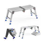 Loyoda folding work platform open with adjustable height for safe reach.