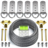 LuckyBeeBo heavy-duty picture wire hanging kit with D-ring for secure wall mounting.