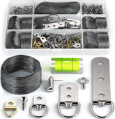 LuckyBeeBo picture hanging kit with D-ring screws for secure wall mounting.