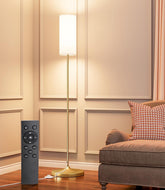 Luckystyle remote-control dimmable floor lamp with foot-switch for easy mood lighting.