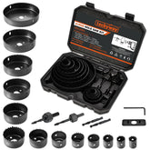 Luckyway Hole Saw Kit case open showing organized tools for quick setup