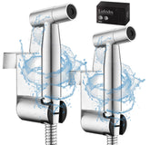LUFEIDRA handheld bidet sprayer in brushed nickel with wall-mount for easy bathroom hygiene
