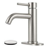 LUFG brushed-nickel bathroom faucet front view highlights sleek design and durable finish.