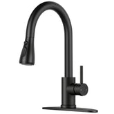 LUFG matte black kitchen faucet with pull-down for precise rinsing