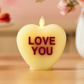 Luminara Candy Heart Love You Lemon Chiffon candle with flameless LED, romantic ambiance