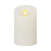 Luminara flickering flameless candle provides warm ambiance for elegant tables and mantels.