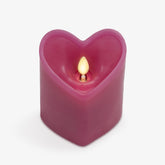 Luminara Raspberry Sorbet heart shaped pillar candle front view for romantic ambiance