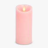 Luminara Saga Rose pillar candle with moving flame for cozy indoor ambiance.