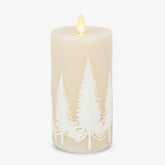 Luminara white swan embossed tree candle for safe shelf lighting