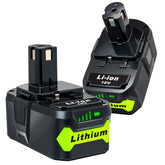 Lummina 2-pack 8Ah Ryobi battery front view for extended outdoor runtime.