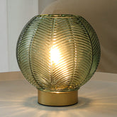 LUSHARBOR battery powered lamp green front view with ambient glow