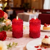LUSHARBOR rose flameless candle with remote in red offers romantic ambience