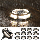 LUTEC 12-pack solar driveway lights, front view, enhances curb visibility for safety